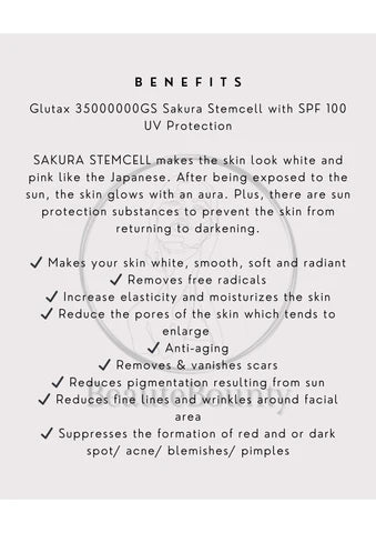 Glutax 35000000GS Sakura Stemcell with SPF 100 UV Protection