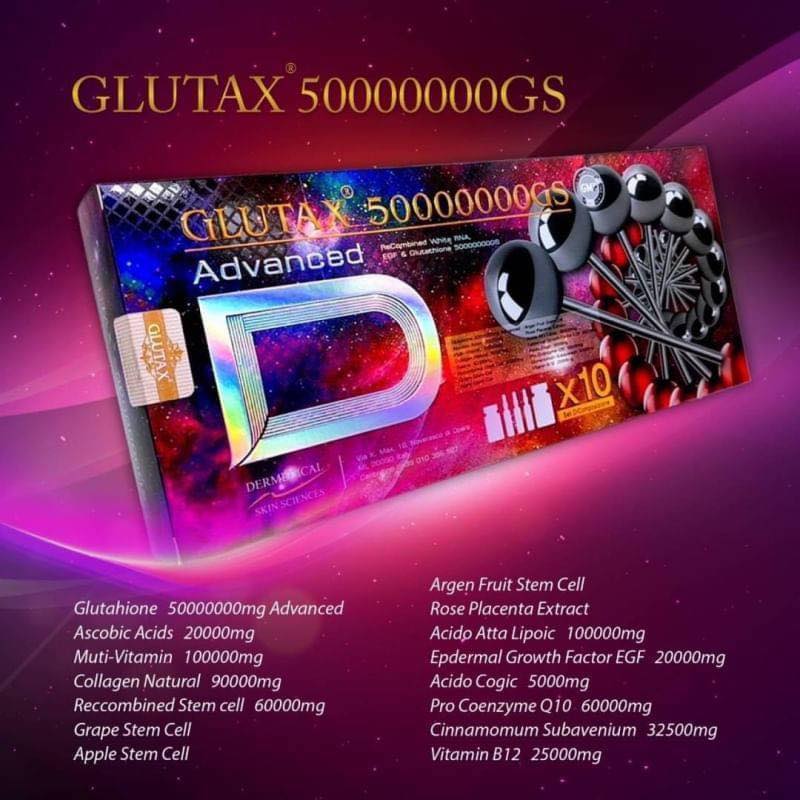 NEW Glutax 50000000GS Advanced Recombined White RNA, EGF & Glutathione 50000000GS