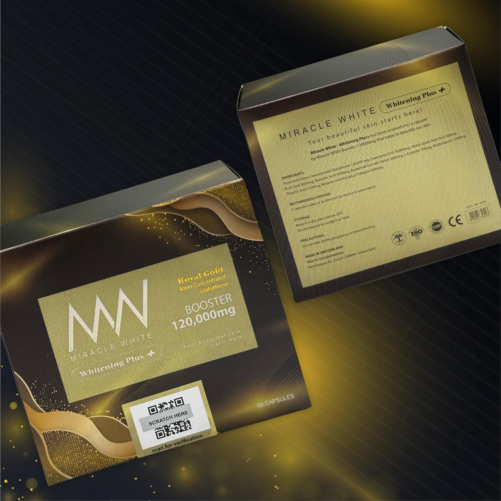miracle white glutathione capsule 120000mg, Packaging Type: Box at 6500/bottle in Bengaluru Miracle White Royal Gold Booster