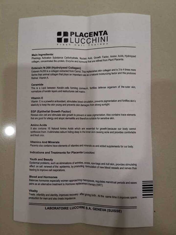 Lucchini Placenta Fresh Cell Therapy Plant Placenta