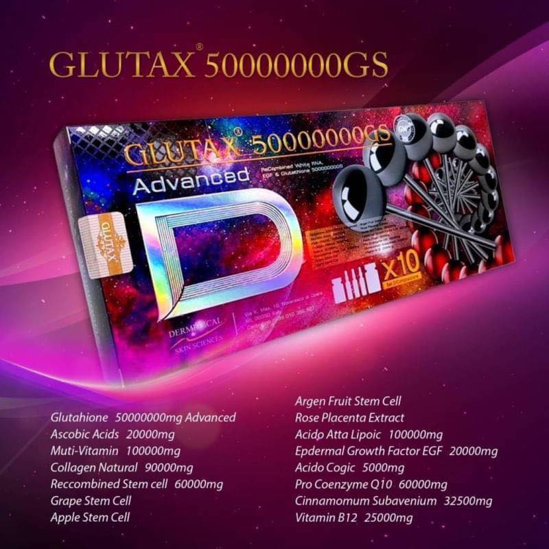 NEW Glutax 50000000GS Advanced Recombined White RNA, EGF & Glutathione 50000000GS